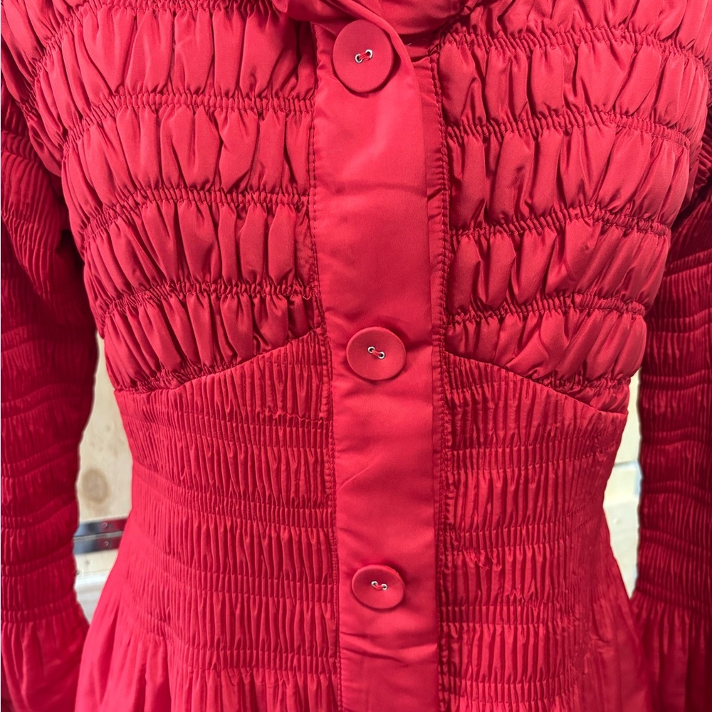 Chic Red Women's Trench Coat - Picture 4 of 8